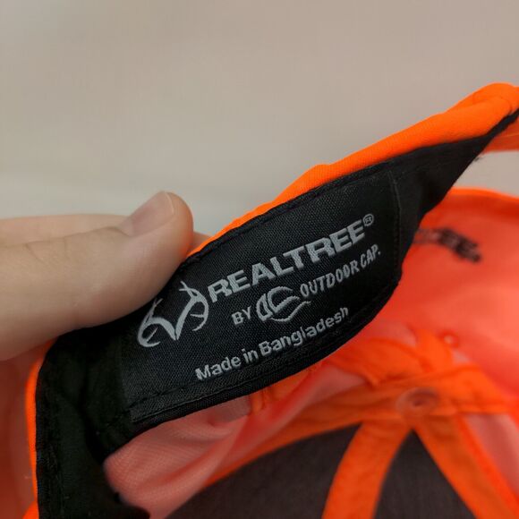 Realtree Strapback Hat Orange One Size Embroidered Logo 6 Panel Outdoor Cap - Picture 7 of 7